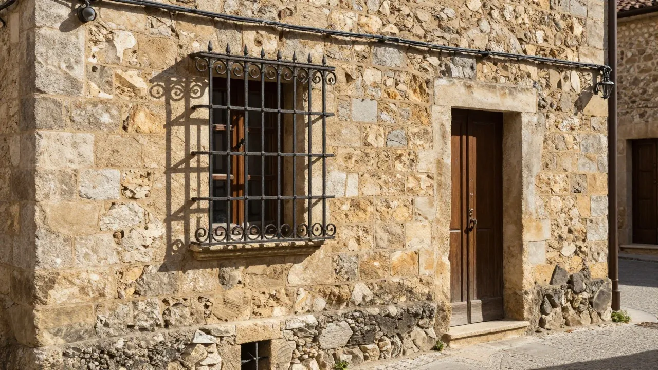 Grille de fenêtre en fer forgé dans la vieille ville d’Hyères